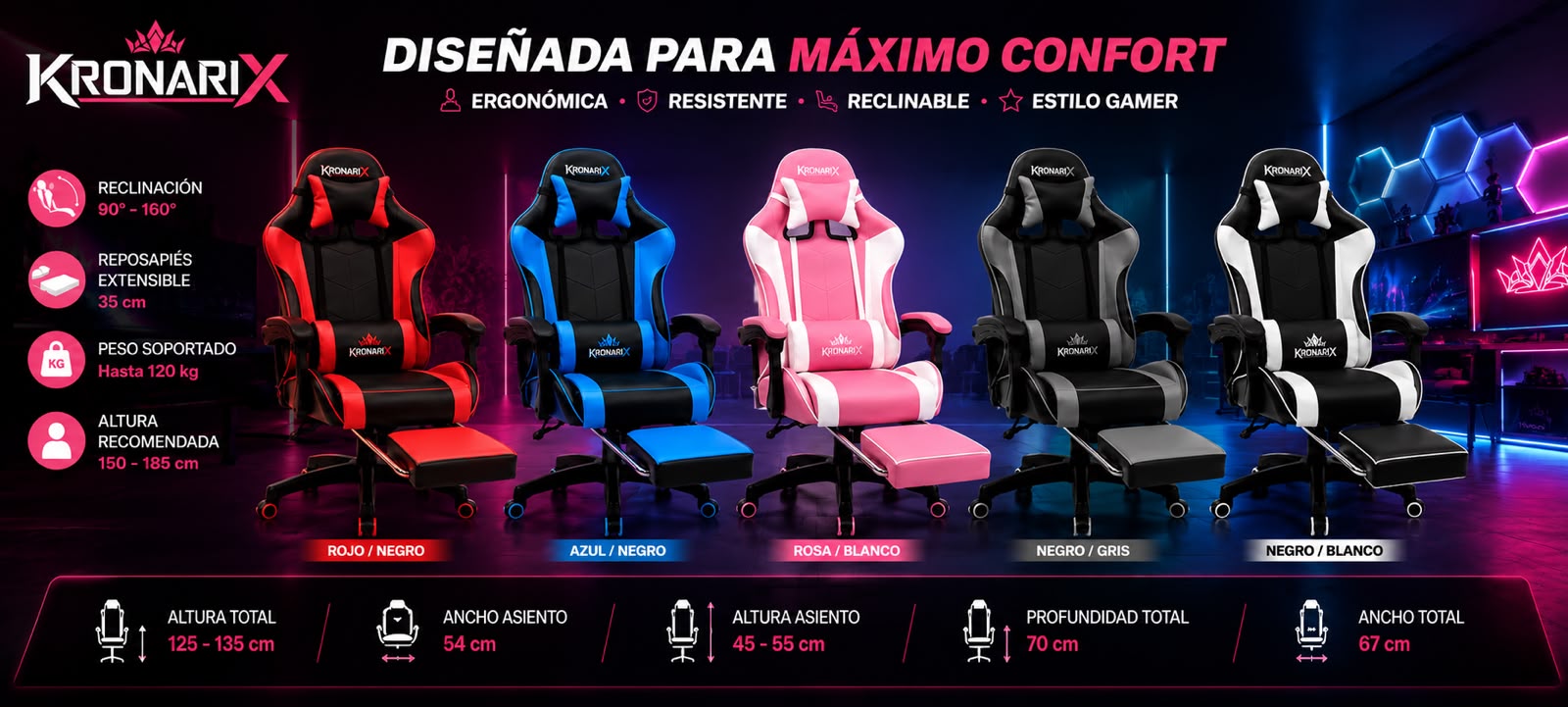Oferta Cyber Day Silla Gamer Kronarix